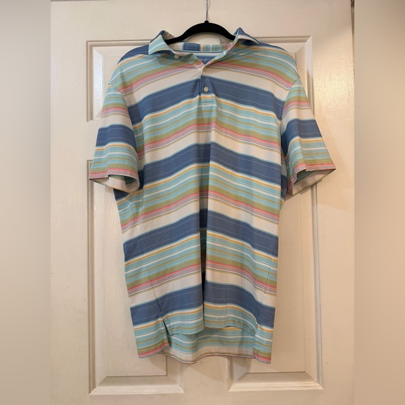 johnnie-O Other - Johnnie O Shirt Mens L Colorful Striped Performance Short Sleeve Polo
